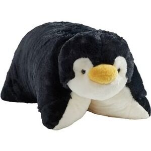 Pillow Pets Dream Lites Penguin Plush Night Light Star Projector Black White 11"